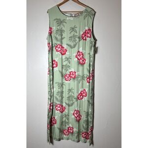Caribbean Joe Dress Women 2X Green Tropical Plus Size Maxi New With Tags